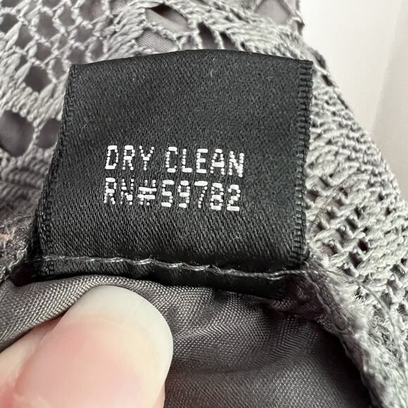 Adrianna Papell Gray Lace Sheath Dress Sz 8 Formal Cocktail Wedding Fitted - Picture 7 of 11